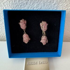 Heidi Daus Crystal Pink Textured Dangle Earrings